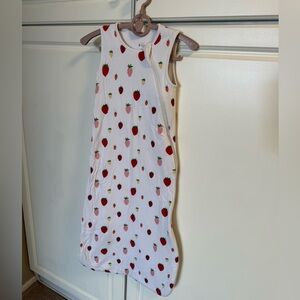 Kyte BABY White Strawberry Print Sleep Sack - Red & Pink Strawberries